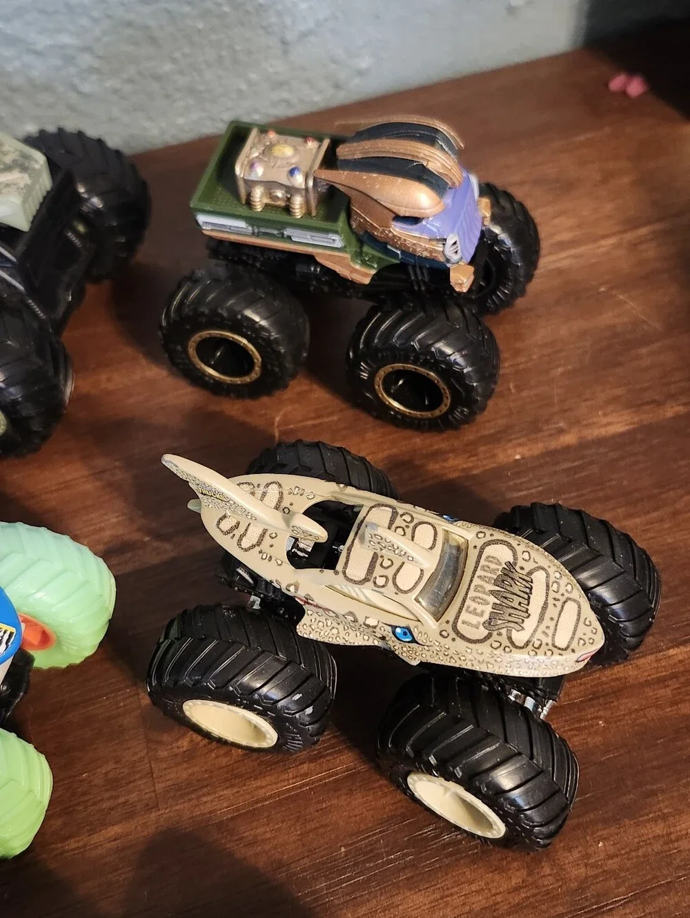Monster Truck Lot of 8 Trucks Hot Wheels Spin Master Spiderman Dinosaurs Others